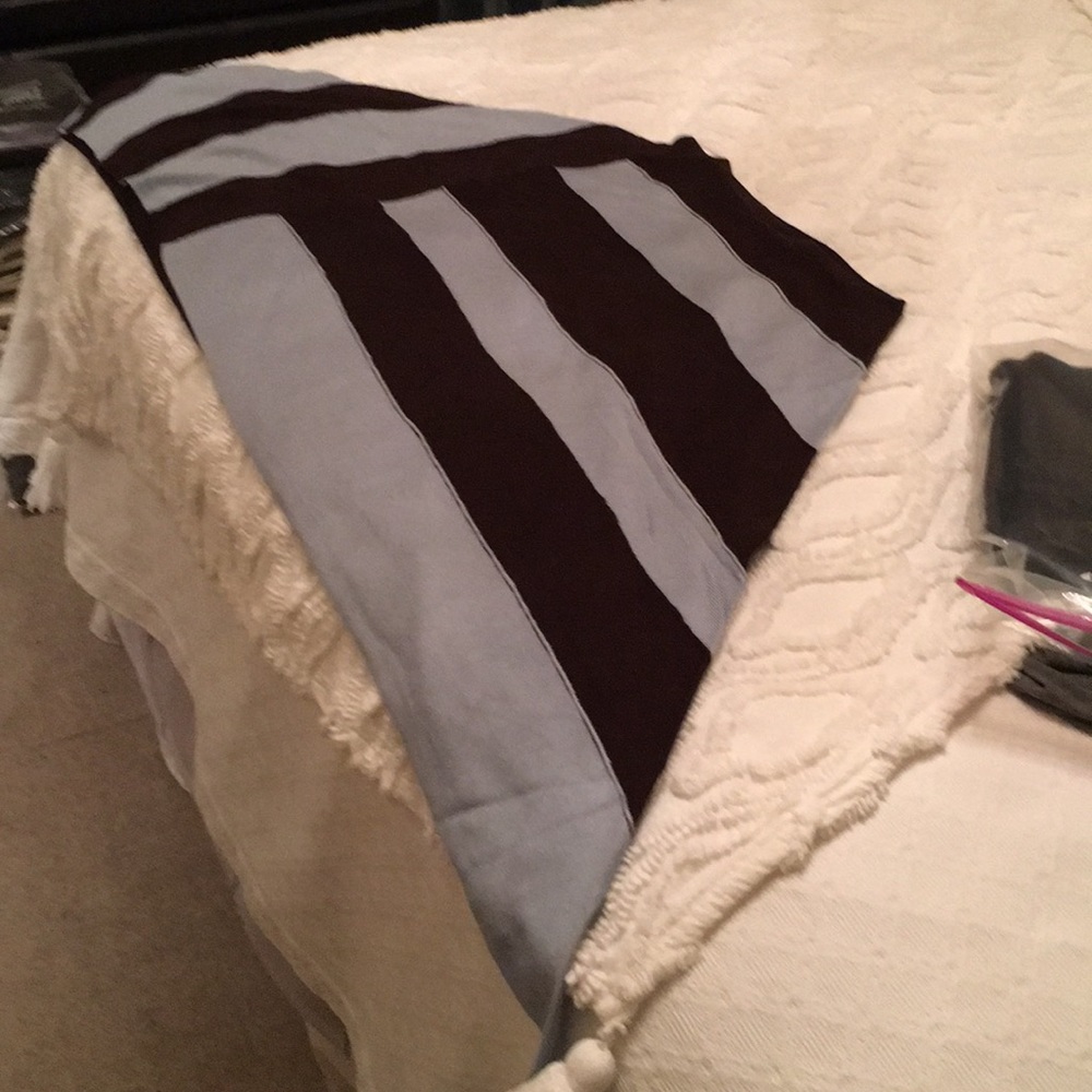 Brown/lt. Blue silk/cashmere striped poncho